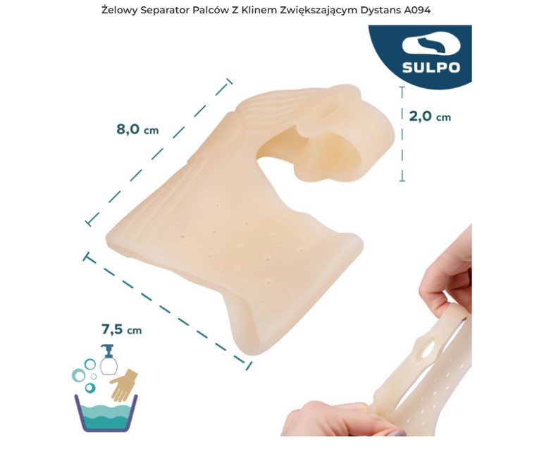 Hallux valgus - Separator A094_P 2pc gel separator de degete cu pană pentru creșterea distanței