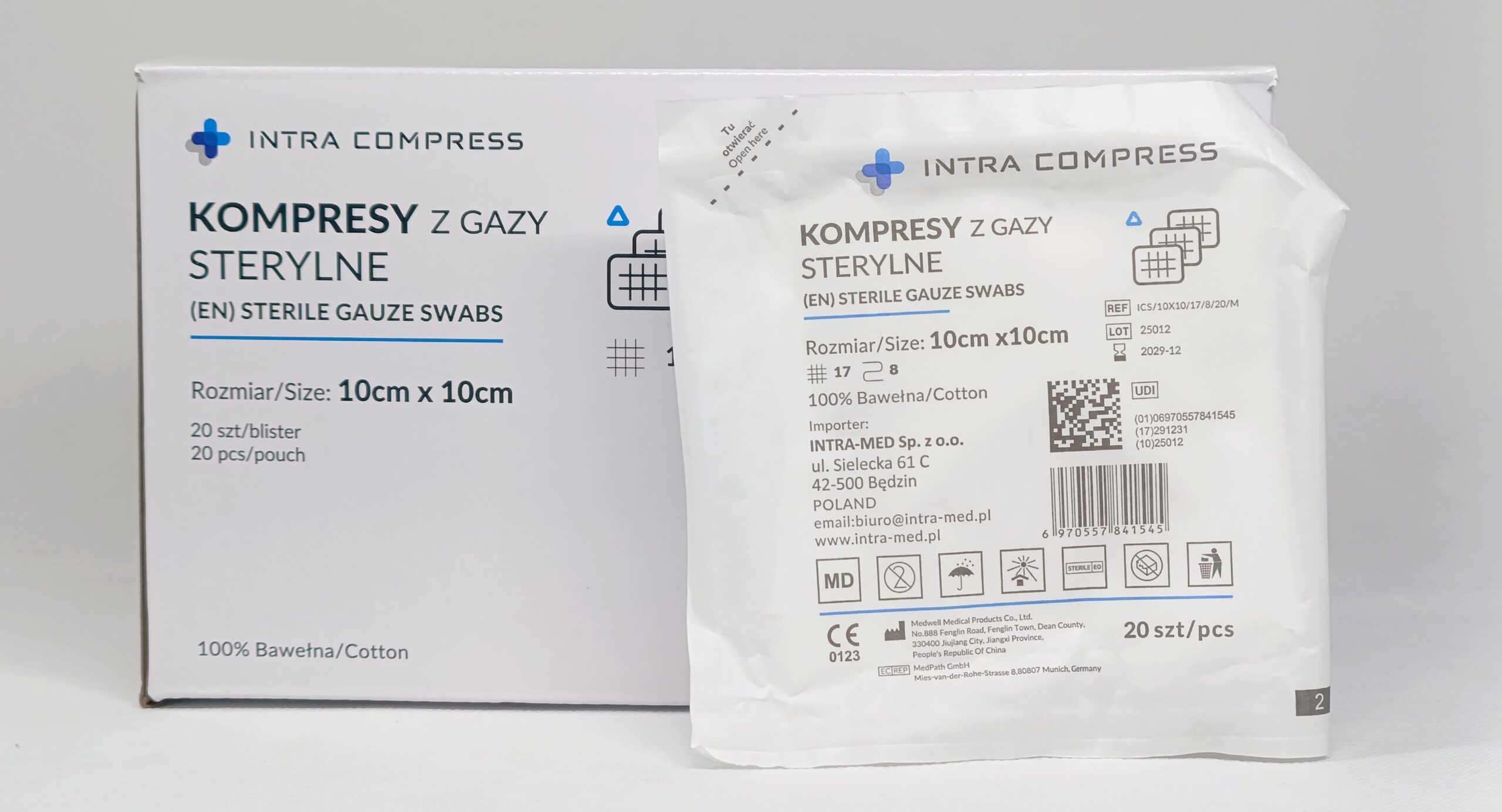 Compresă sterilă cu gaz 10*10cm 20pcs blister 17N 8W