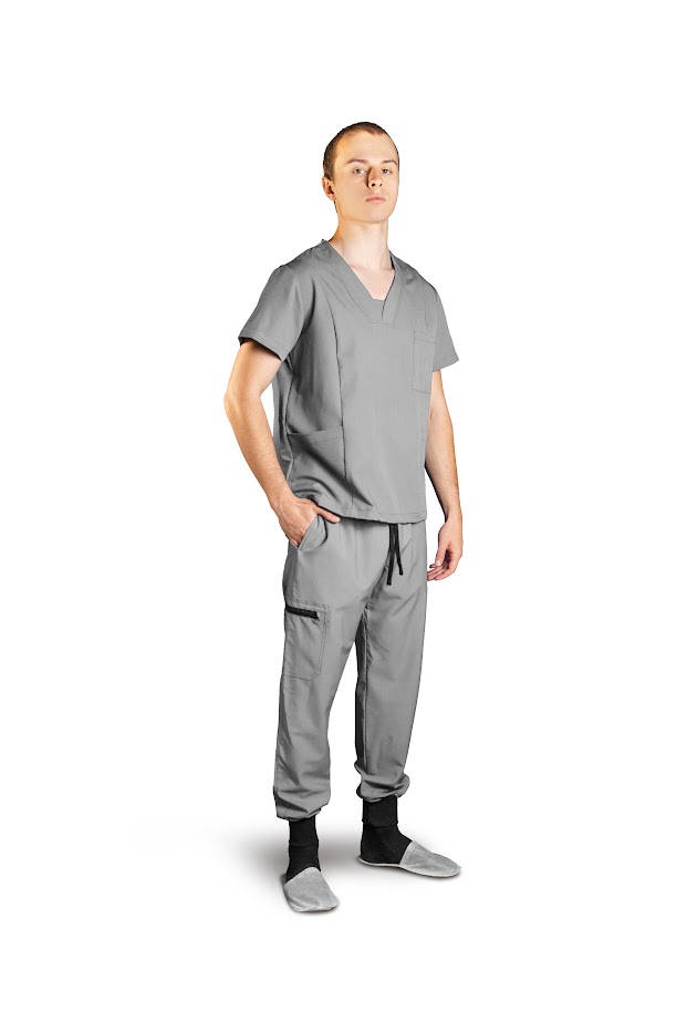 Halat medical pentru bărbați GAIA gri 5XL - Imagine 2
