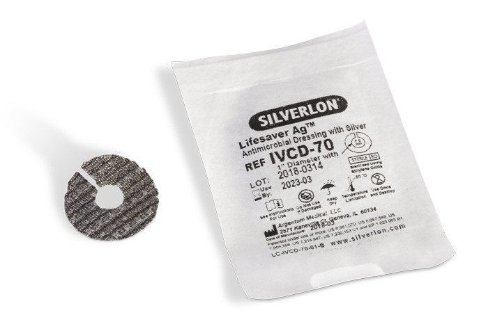 Silverlon Lifesaver IVCD-70 2,5 cm diametru cu o gaură de 7,0 mm 1 buc pansament pentru puncție centrală