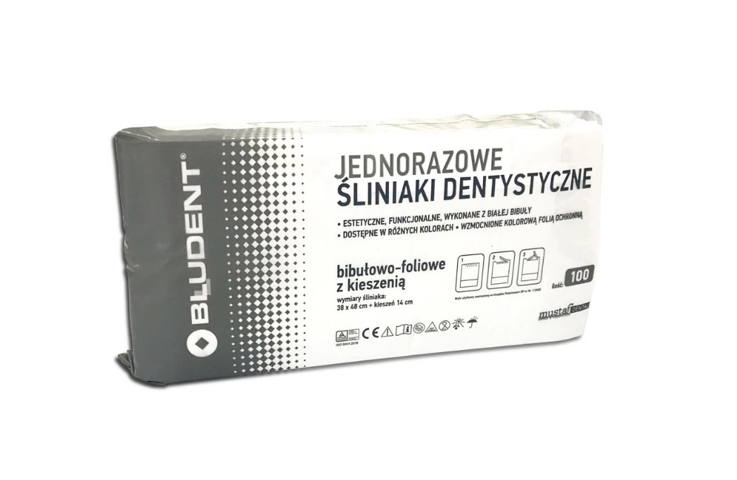 Bavetă dentară cu buzunar 100pcs alb Mustaf Dental - Imagine 2